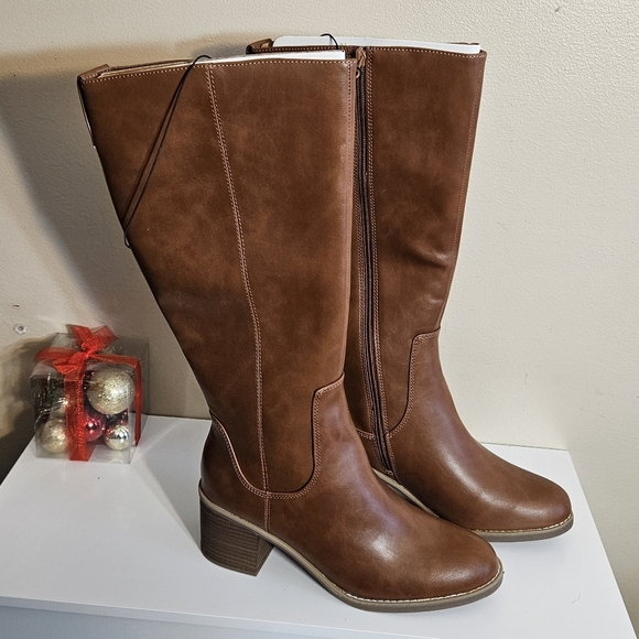 Universal Thread knee high brown leather heel boot women's 9.5 - Picture 9 of 9